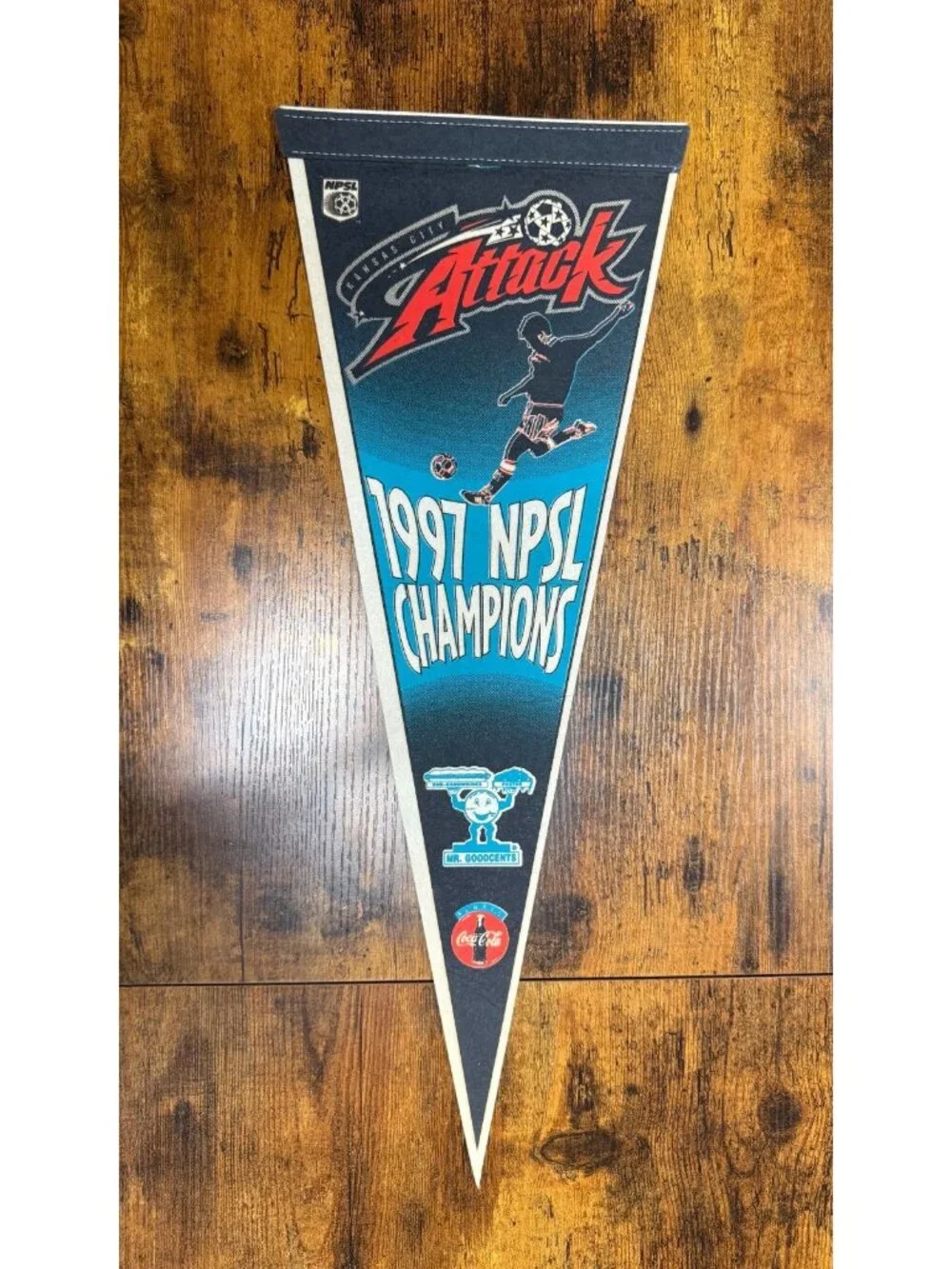 Vintage 1997 NPSL Champions Kansas City Attack pennant